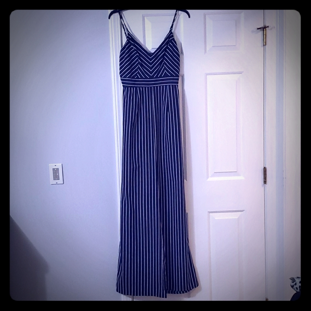 Navy Pinstriped Jumpsuit